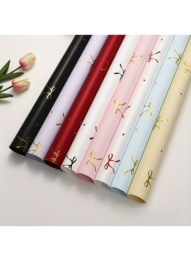 Kandid 5 أوراق تغليف هدايا عيد الحب مزينة بنمط bows (أبيض) - Image 5